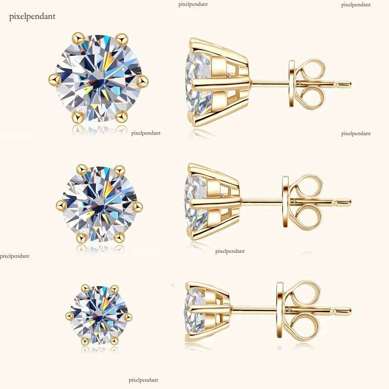 0.5ct 1CT 2CT 3CT Gold Plated Sterling Sier VVS Silicon Stone Earrings with Gra Certificate