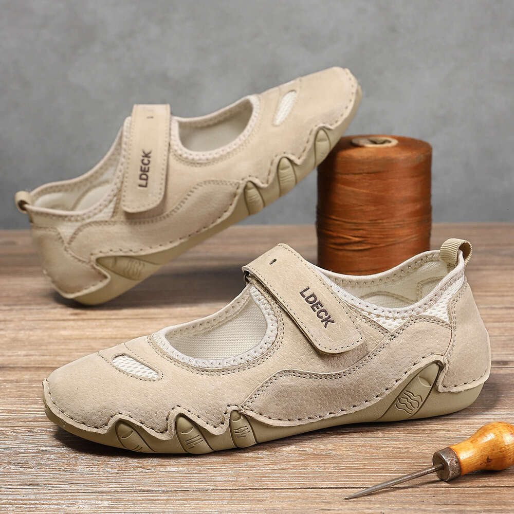 Hot Selling Plus Size Genuine Leather Women's Outdoor Casual Summer Sports Velcro Single Shoes