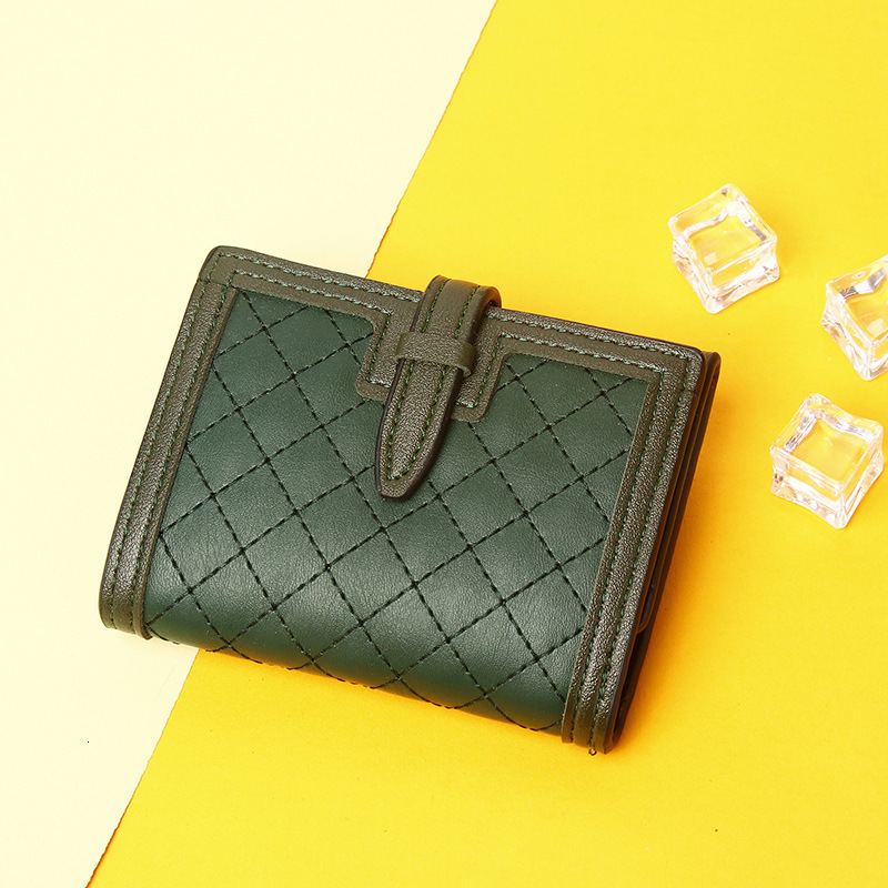 ins Small Multi-Card Slots Drawstring Soft Leather Texture Short Style Student Anti-Demagnetization Anti-Theft Swipe Wallet