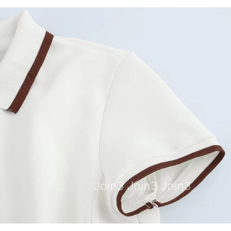 MUJER White Short Dresses for Women Polo Shirt Spring Mini Dress Woman Ribbed Short Sleeve Womens Dresses Elegant Vestidos