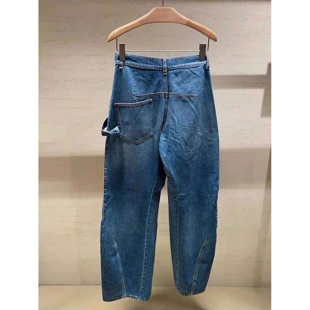 Blue Asymmetric Denim Pants 2025 New Women's Jeans Loose And Comfortable Trendy Ladies Trousers 250806