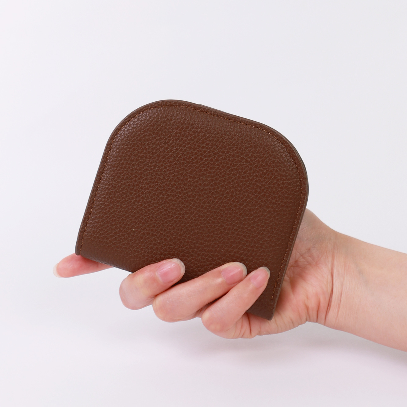 New Style Small Semi-Circle Solid Color Mini Coin Purse Simple High-End Multi-Card Slot Card Holder Women's Wallet