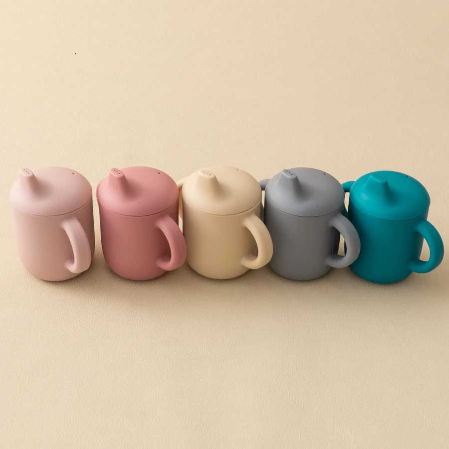 1PCS Color Kids Silicone Straw Cup With Two Lids BPA Free Leakproof Portable Snack Container Drinking Cup Feeding Essentials X250806