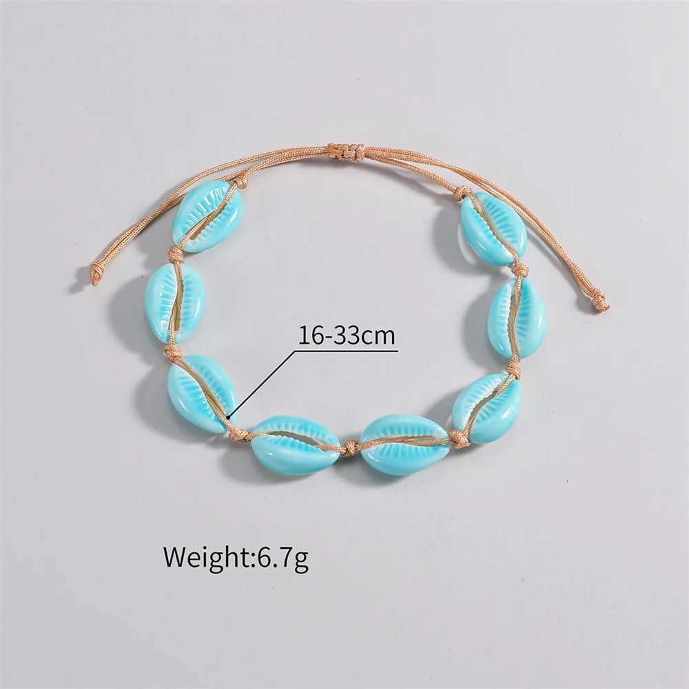 Luminous Acrylic Conch Beaded Anklets For Women Men Rope Chains Weaving Adjustable Ankle Beach Jewelry Foot Accessories Y250805