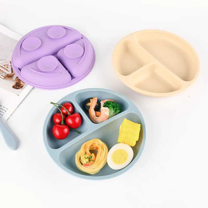 Baby Silicone Plate with Suction - Easy Clean up Non-Slip Feeding Dish for Infants Toddlers Retro Kids Smile Face Bowl X250806