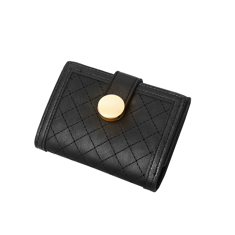Korean Style New Quilted Embroidered for Women Fashion Versatile Multi-Card Slot Ladies Short Wallet
