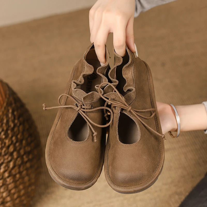 Artmu Original Flats Shoes for Women Lace Up Genuine Leather Spring Summer Soft Comfort Elegant Shoes for Ladies Zapatos 250731