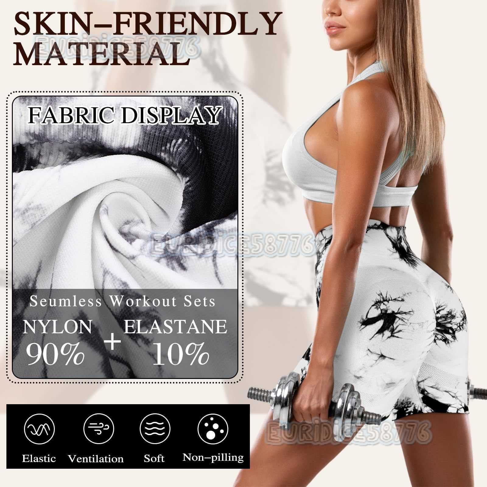 Seamless Peach Yoga Tight Shorts for Women Tie-dye Printed High Waist Hip-lifting Sports Running Fitness Shorts H250806