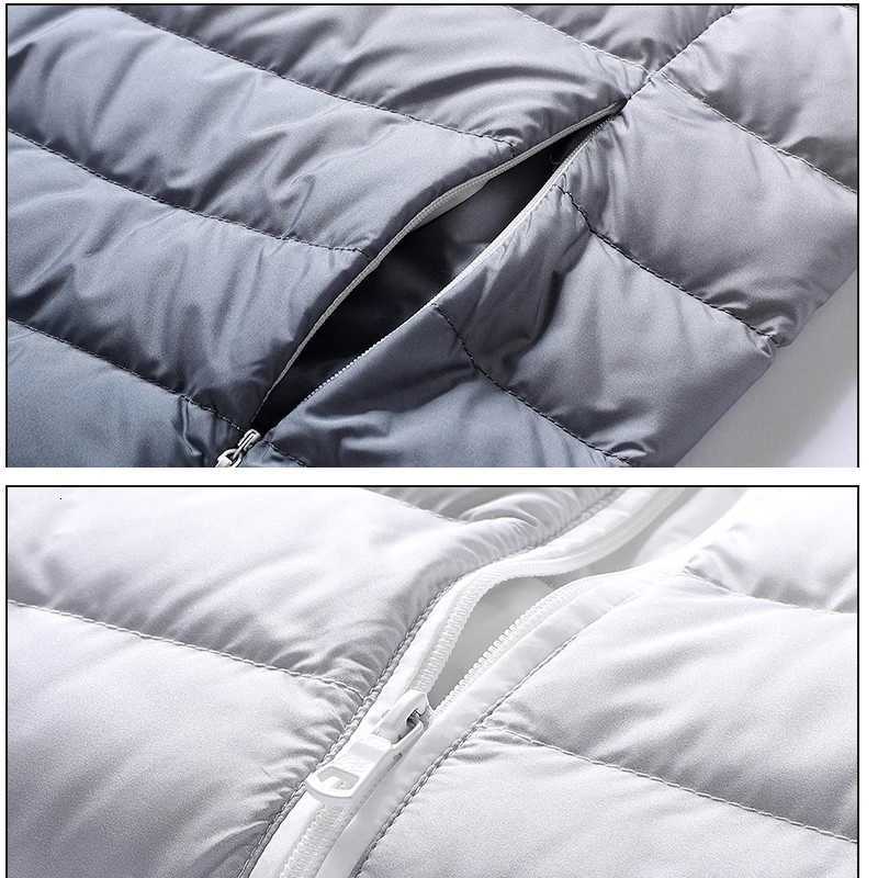 Man Top Quality Autumn Winter Novel Gradient Jacket 90% Duck Down Ultra Light Spring Jacket Stand Collar Outerwear Sporty Coat W250806