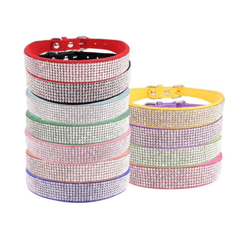 Dog Collar Crystal Glitter Rhinestone Pet Collars Zinc Alloy Buckle Collar For Small Medium Dogs Cats Chihuahua Pug Dog Collar 250805