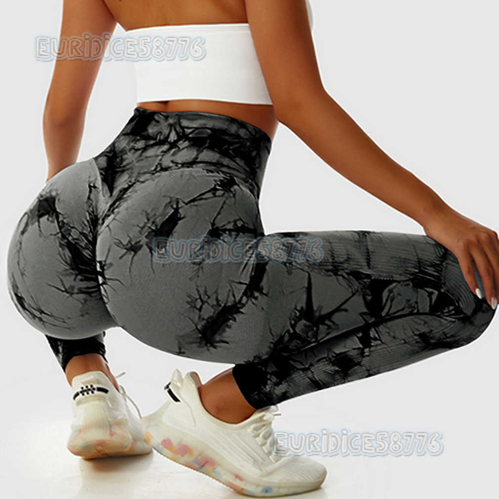S-xl Peach Hip Lift Tie-dye Yoga Pants Sports Tight Yoga Pants High-intensity Training High-waist Fitness Long Pants for Women H250806