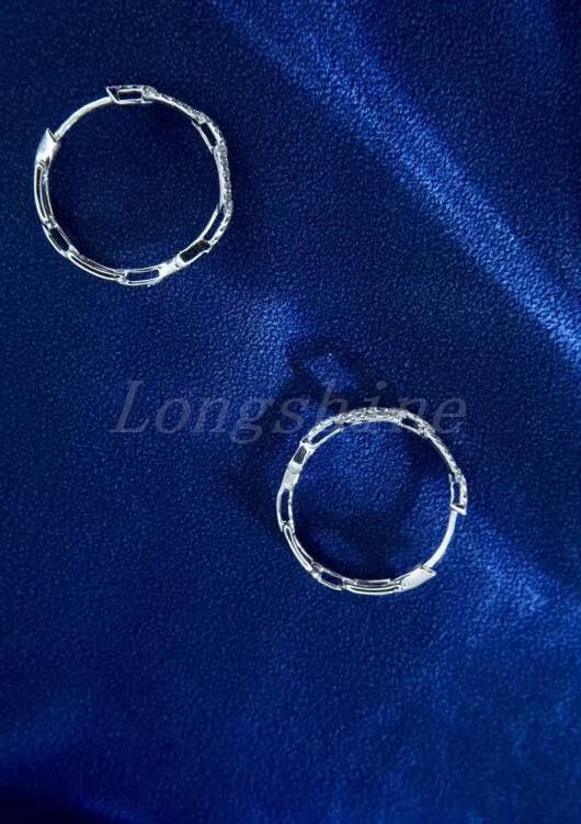 Chain Shape 18k Gold Shining Diamond Newest Fashion Design White Color Cuban Earring Hoop