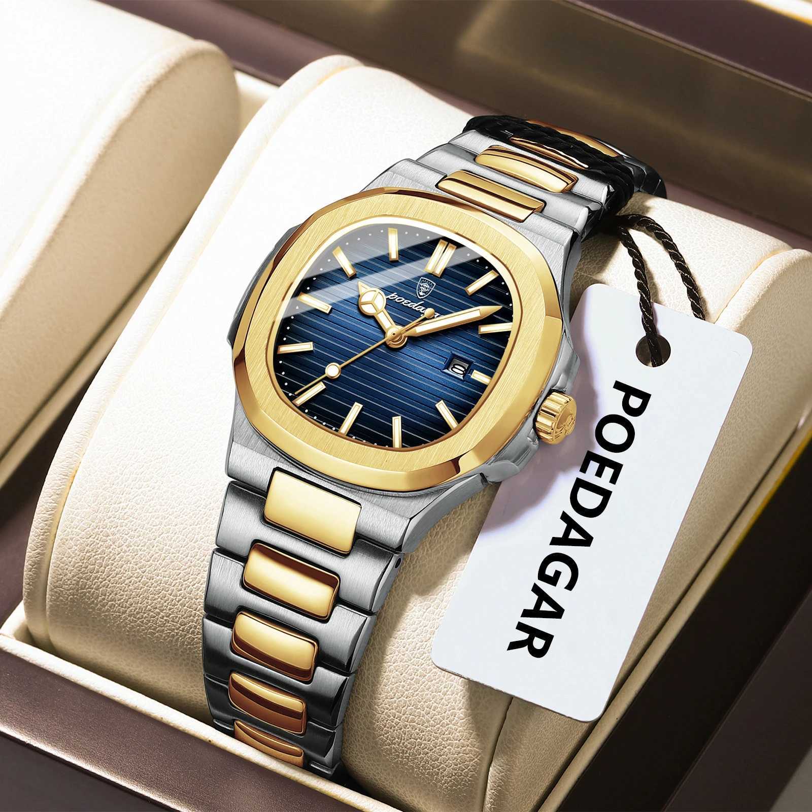 POEDAGAR Trend Womens Waterproof Luminous Date Ladies Wrist Stainless Steel Quartz Fashion Watch for Women W250806