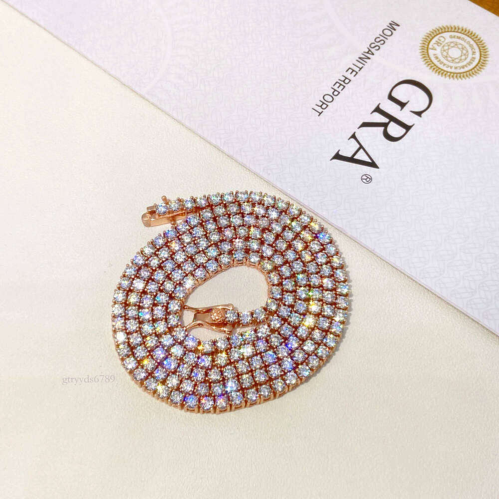 Designer necklaces that have passed the testHip Hop Jewelry Sterling Sier Pass Tester vvs Dia VVS Moissanite Tennis Chain for men