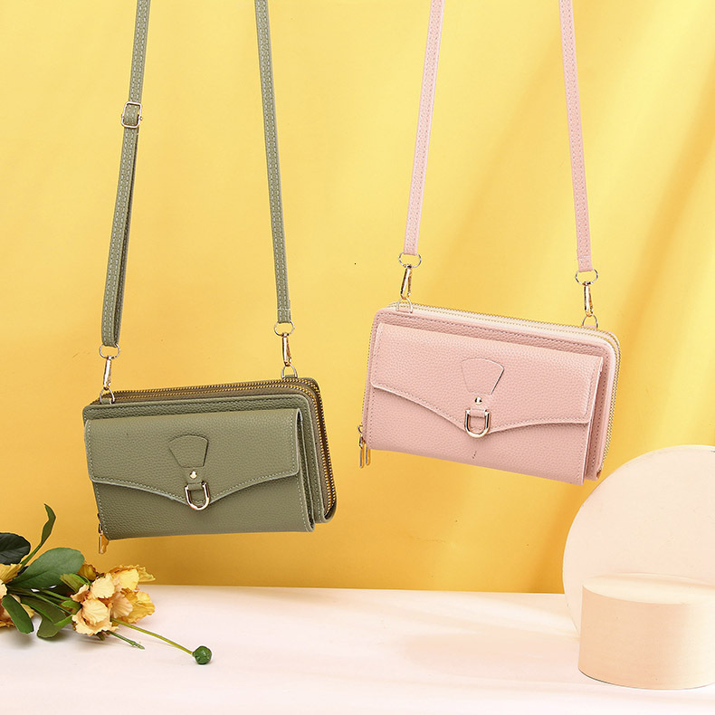 New Women's Phone Wallet Korean Style Multi-Card Slot Double Layer Zipper Single Shoulder Crossbody Bag