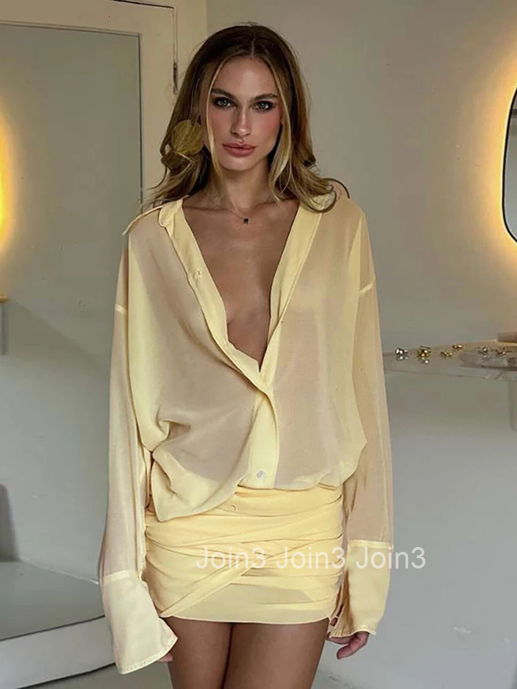 Sexy Turn-down Collar Bandage Women Dress Yellow Single Breasted Shirt Dress Female Spring Slim Elegant Party Dresses