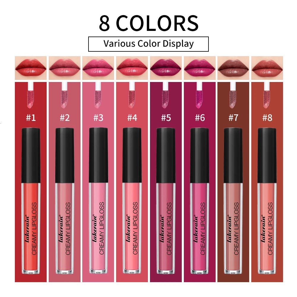 Lip Gloss Semi-Matte 8Colors Long-lasting Velvet Non-drying uitable for all skin lipgloss plump lip brown Cosmetics 250805