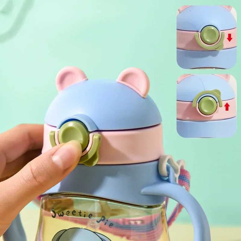 410ML Baby Drinking Cup Feeding Bottle Anti-Choking with Straw Gravity Ball Wide Caliber Drinking Milk Water Bottle with Handle X250806