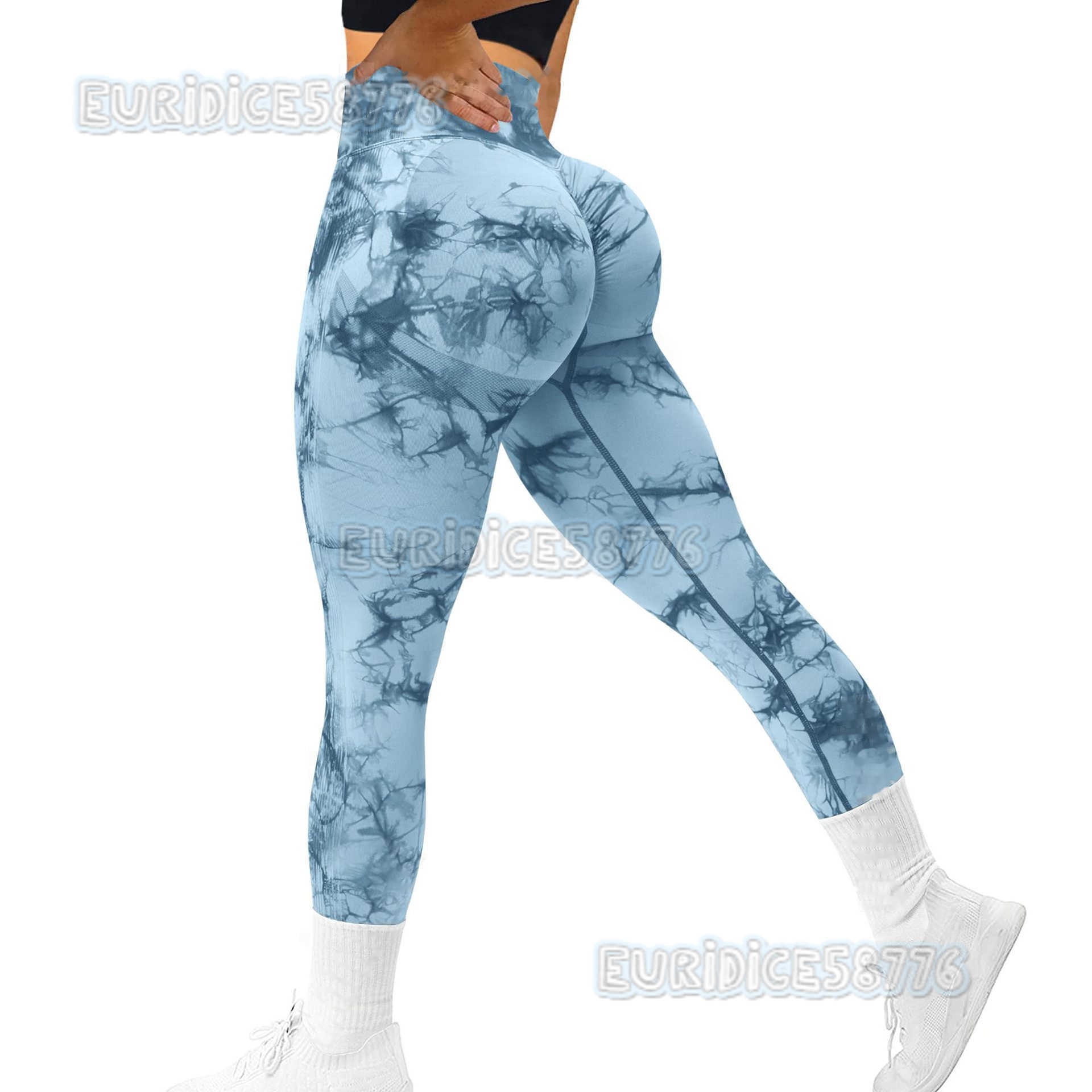 Seamless Tie-dye Yoga Pants High Waist Honey Peach Hip Tights High Elastic Fitness Pants H250806