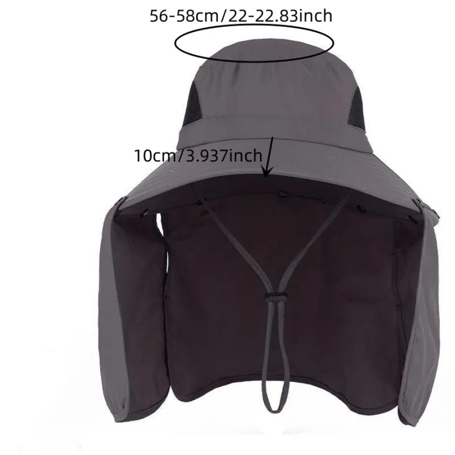 100% Polyester Mens Hat Summer Outdoor Sun Protection Wide Brim Hat Anti-Uv Sun Hat Shawl Removable Mountaineering Fish Hats 250805