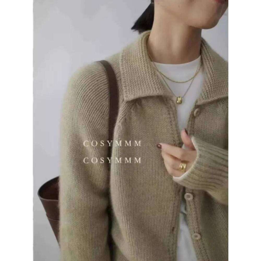 Autumn And Winter New Cashmere Cardigan Women's Thick Lapel French Single Breasted Wool Knit Sweater Coat Trend 250806