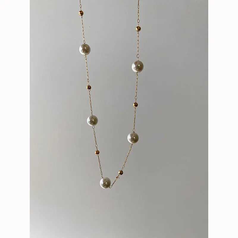 Stainless Steel Ball Pendant Necklace Fashion Jewelry Minimalist Chain Pearl Necklace Fashion Womens Jewelry Y250805