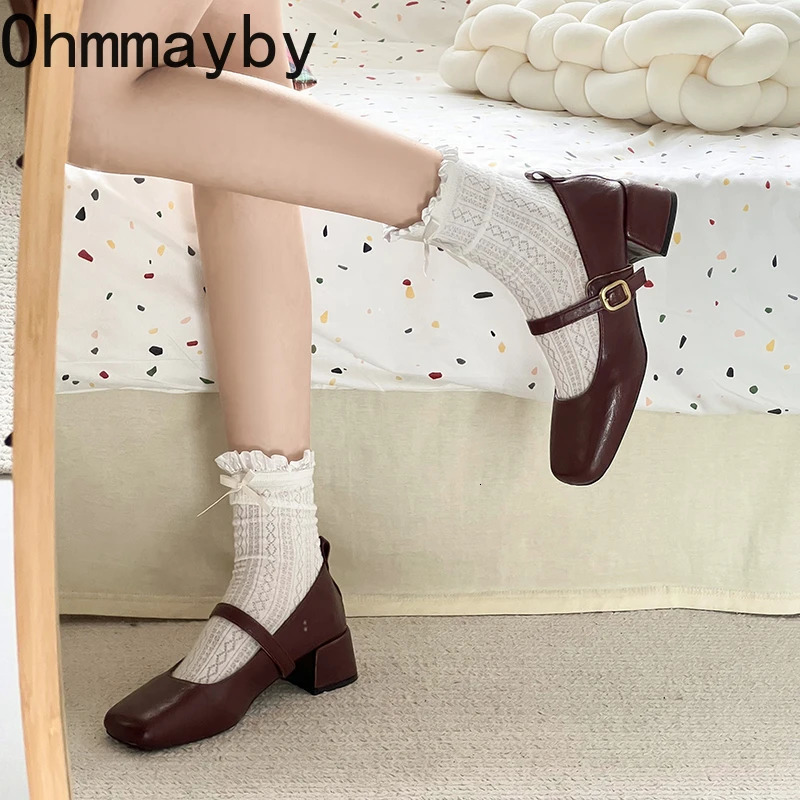 er Vintage Women Mary Jane Shoes Fashion Square Toe Shoes Spring Autumn Elegant Low Heels Sandals 250731