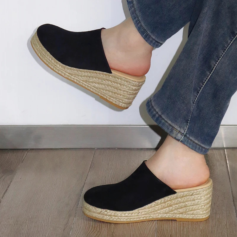 Cosysusy Women Fashion Fabric Wedge Sandals Platform Closed Toe Espadrille Heels Outdoor 250731