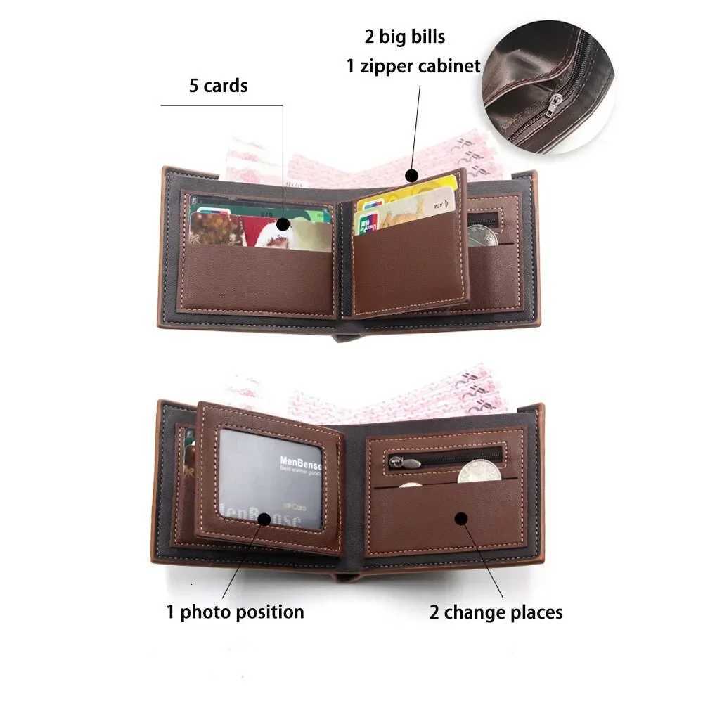 Mens Short Wallets Frosted Large Capacity Leather Wallet Multi-Slot Coin Pocket Photo Holder Small Mens Purses Mens WalletXJ250806