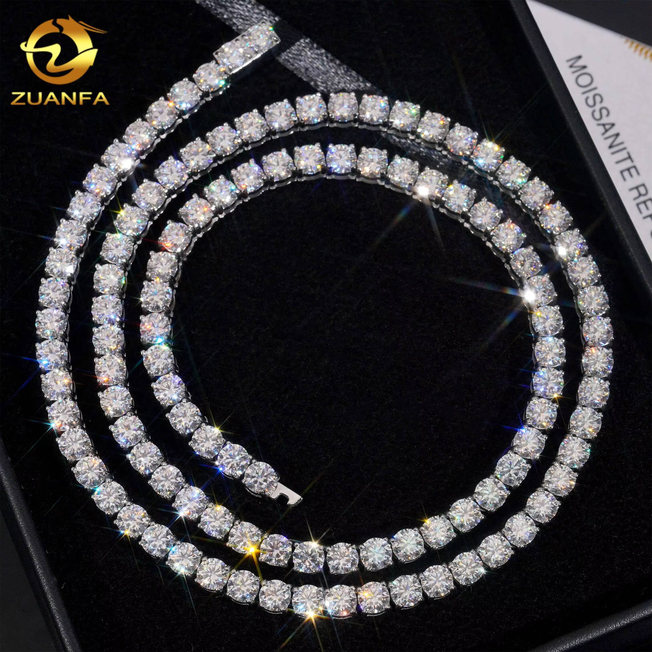 Ready to Ship No Tarnish 4mm 5mm Tennis Chain 925 silver Pass Tester Vvs Moissanite Diamond Tennis Chain