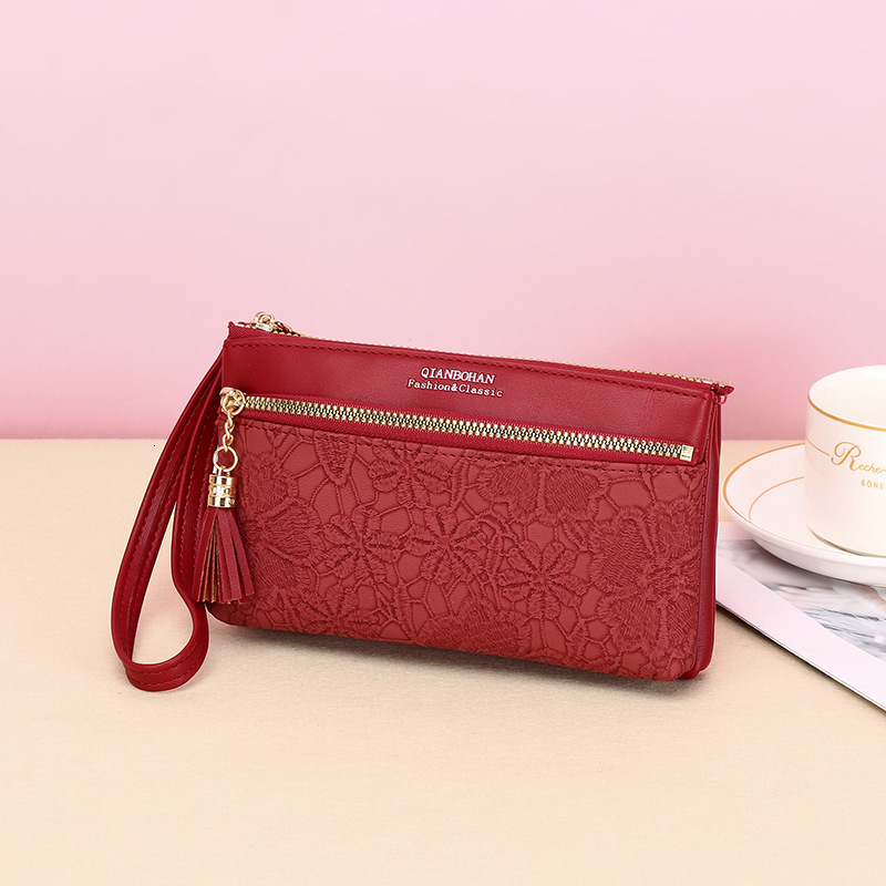 Women's Long Korean Version Embroidered Large Capacity Zipper Clutch Fashion Wallet