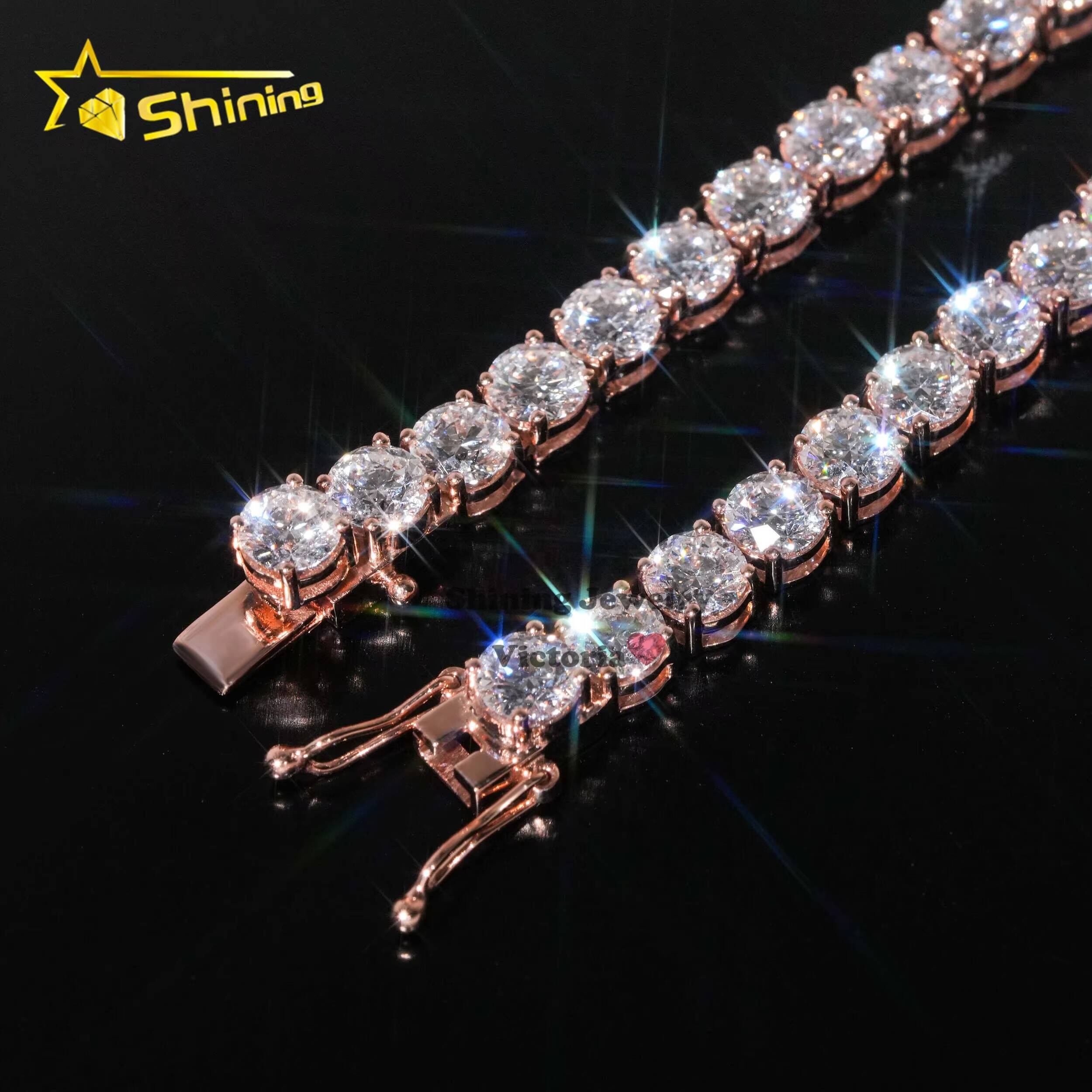 Custom Iced Out Diamond Hip Hop Jewelry Tennis Chain 5MM 10K Real Soild Gold Moissanite Diamond Tennis Necklace