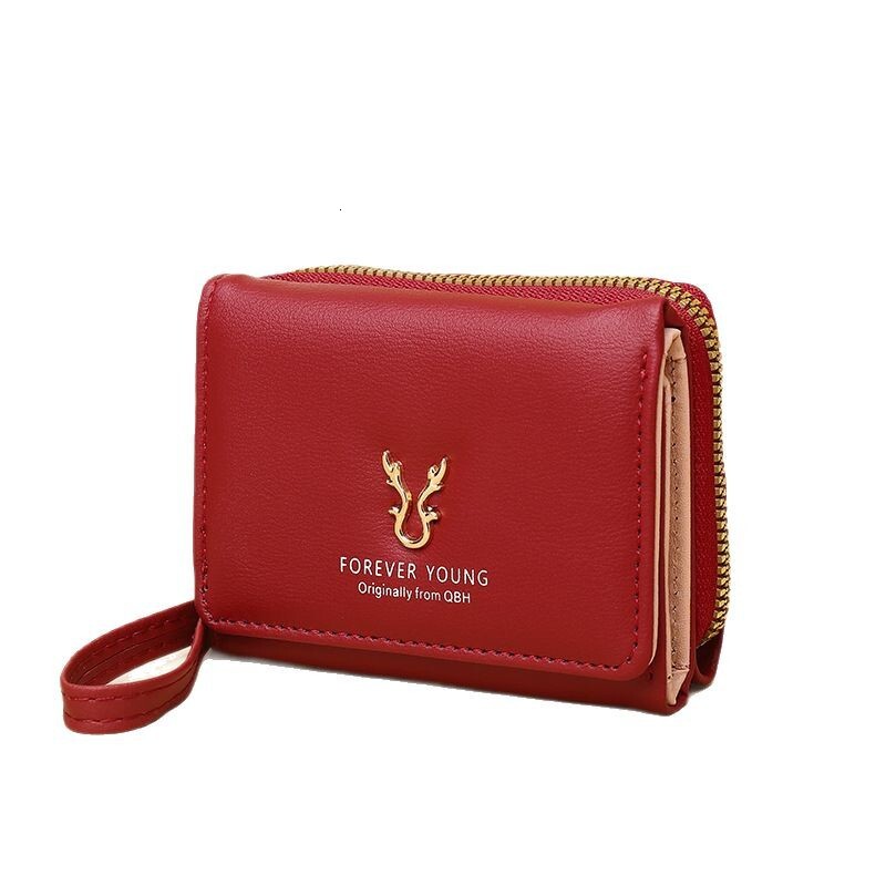Hot-selling Women's Short Deer Antler Mini Card Holder Coin Purse Two-in-one Fashion 70% off Wallet