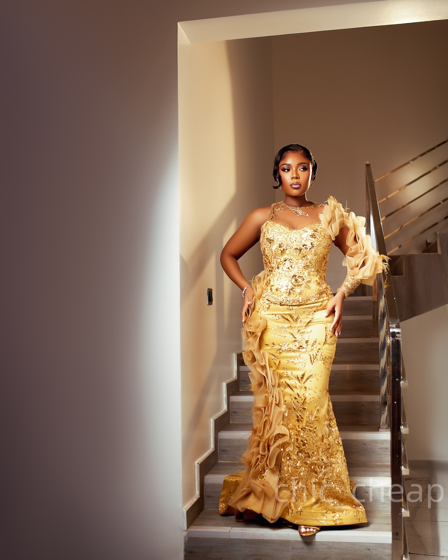 Mermaid Gold Prom Dresses 2025 Beaded Sequined Lace Sparkly Evening Formal Party Second Birthday Engagement Gowns Plus Size Dress For Special Occasion