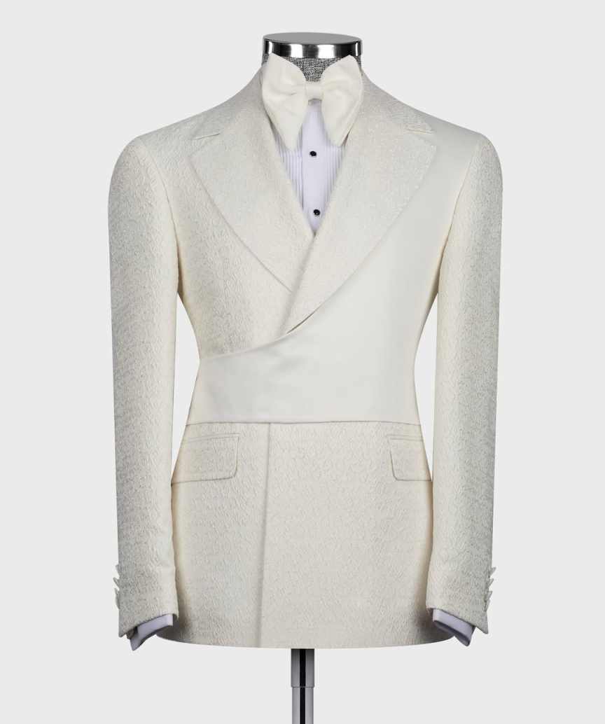 Gentleman Wedding Tuxedos Jacquard 1 Piece Set Jacket Notched Lapel Men Suits Designer Belt Groom Wear Party Suit Customized