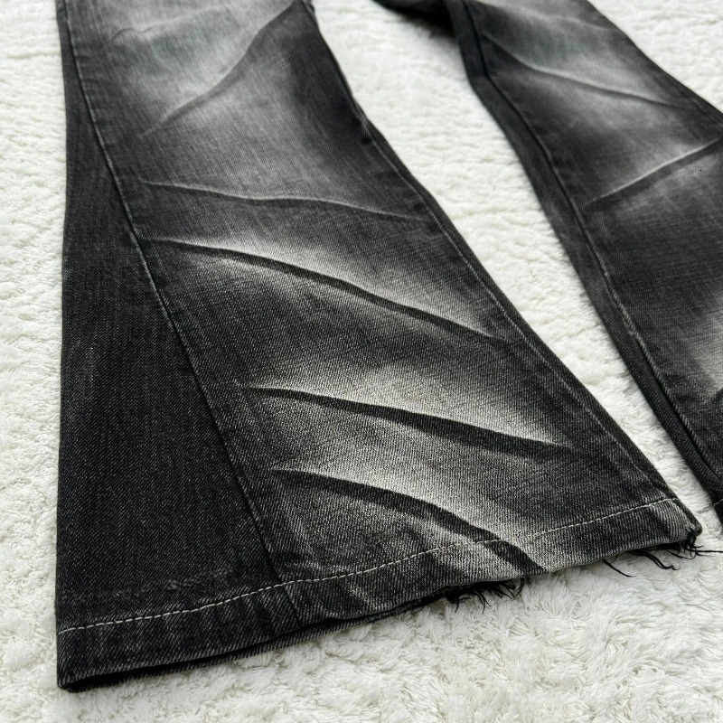 Y2k Flared Lace Up Jeans Retro Washed Double Waist Mens Slim Fit Gothic High Street Wear Unisex Bootcut 250806