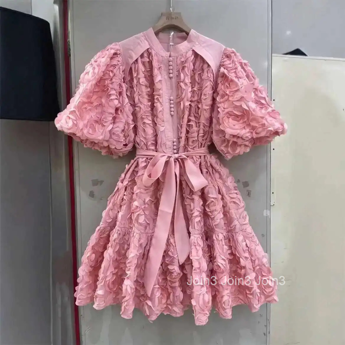 Elegant Luxury 3D Flower Evening Dresses Women Summer Holiday Bubble Sleeve Party Prom Dress Formal Occasion