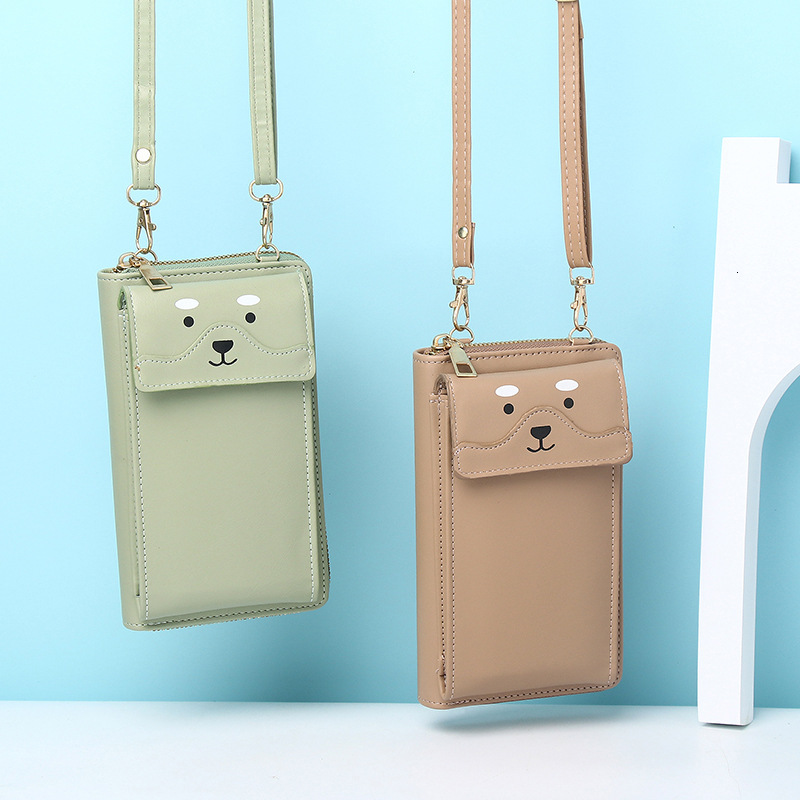 New Women's Wallet Long Style Single Shoulder Crossbody Small Simple Versatile Ins Cute Bear Phone Bag