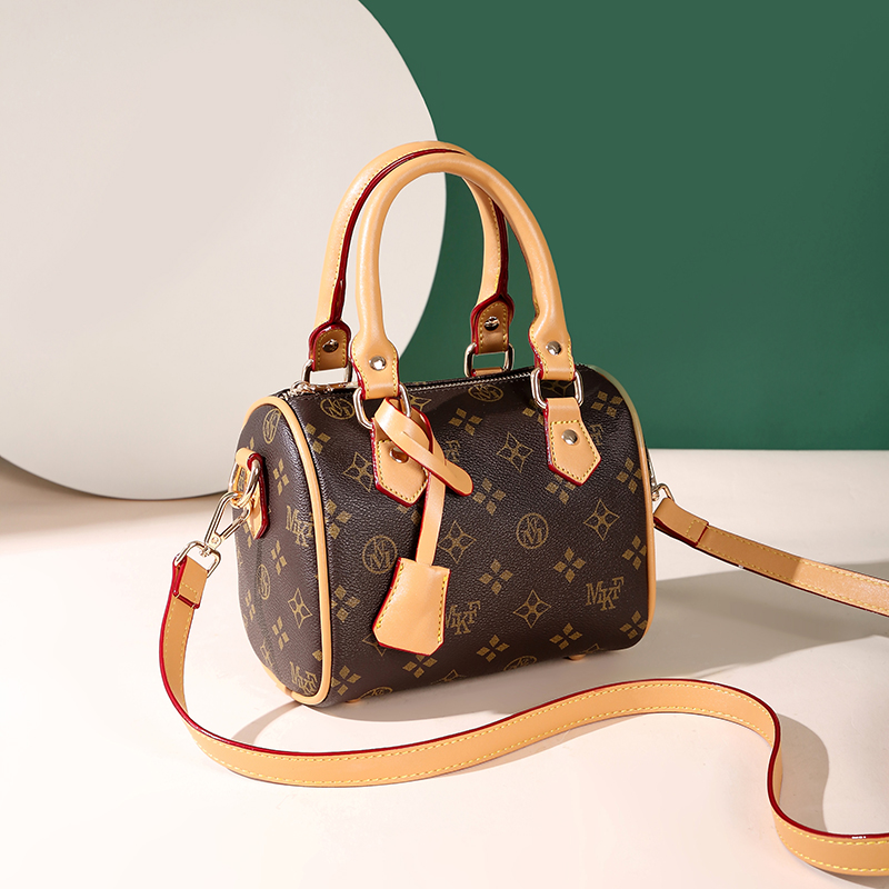 MKF designer bag free shipping Light luxury genuine leather High quality casual Boston bag versatile classic vintage handbag for woman