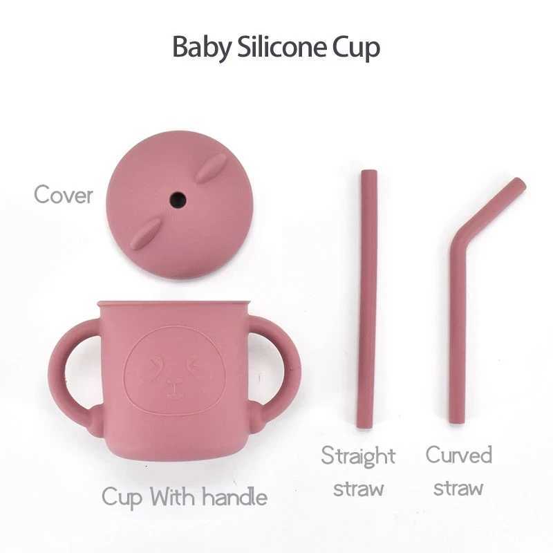 2025 Baby Feeding Drinkware Straw Cup Baby Cartoon Learning Feeding Cup Food Grade Silicone Toddler Water Bottle Tableware BPA Free X2508061