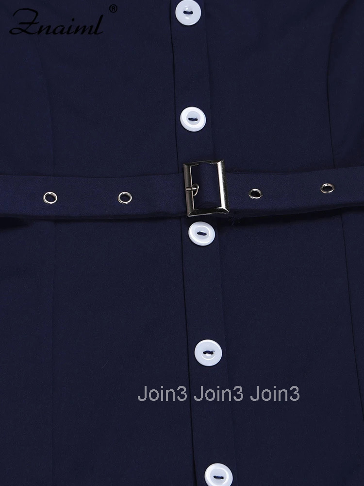 Znaiml Elegant Office Lady Mid Dress Clothe Formal Single Breasted Short Sleeve Square Neck Bodycon Work Business Mujer Vestidos