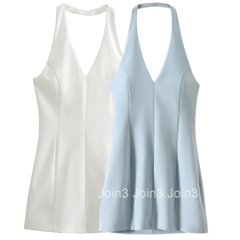 HXAO Mini Halter Dress Fashion Summer Dresses Women V-Neck Sleeveless Backless Slim-Fit Dress Luxury Womens Elegant Dress