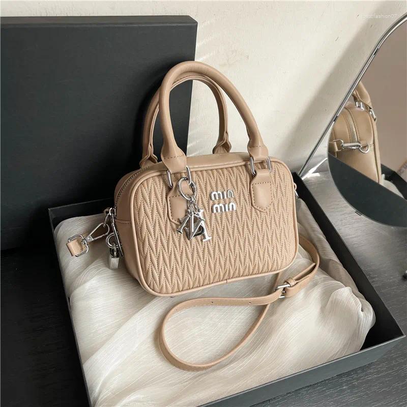 Evening Bags 2025 Spring Women's Large Quilted Embroidered Bag - MIU Trendy Bowling Purse Spacious Crossbody Shoulder Handbag For Daily Use