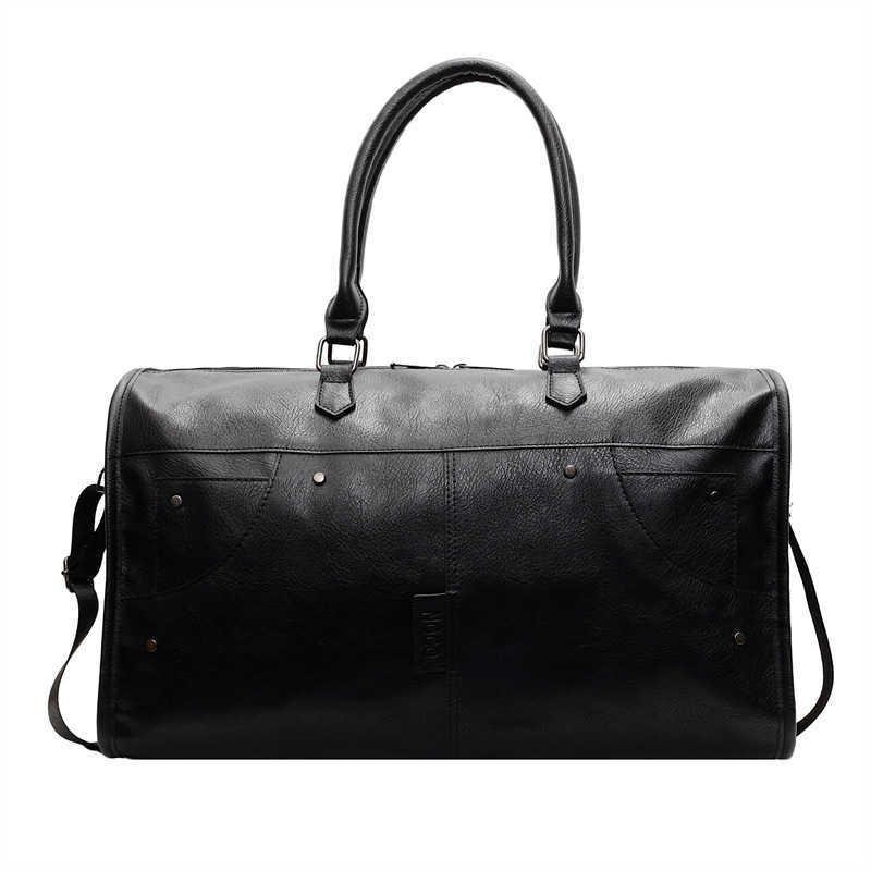 Pu Leather Travel Bag Cylinder Waterproof Handbag Large Capacity Airplane Luggage Bag Sports Fitness Bag 250815