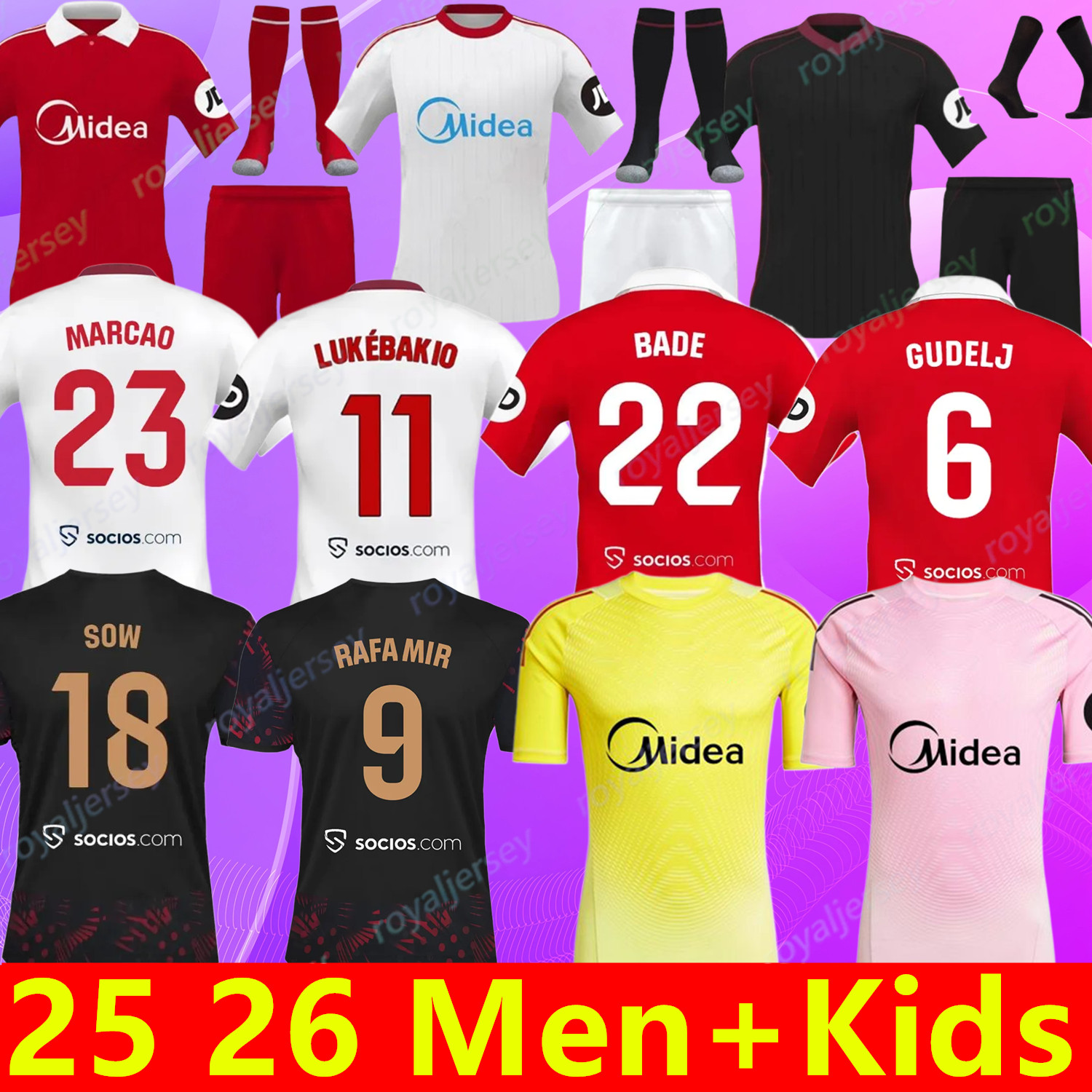 25 26 Sevilla soccer jersey SOW ROMERO NAVAS SUSO 2025 2026 home away 3rd Football shirt men kids Kit 94 96 Home away Retro Jersey