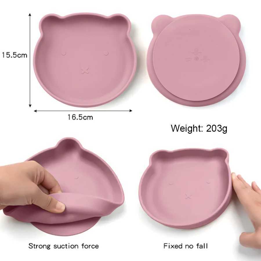 Baby Weaning Dishes Baby Silicone Sucker Plate Cartoon Bear Bowl Dining Appliance Feeding Solid Food Childrens Tableware X250806