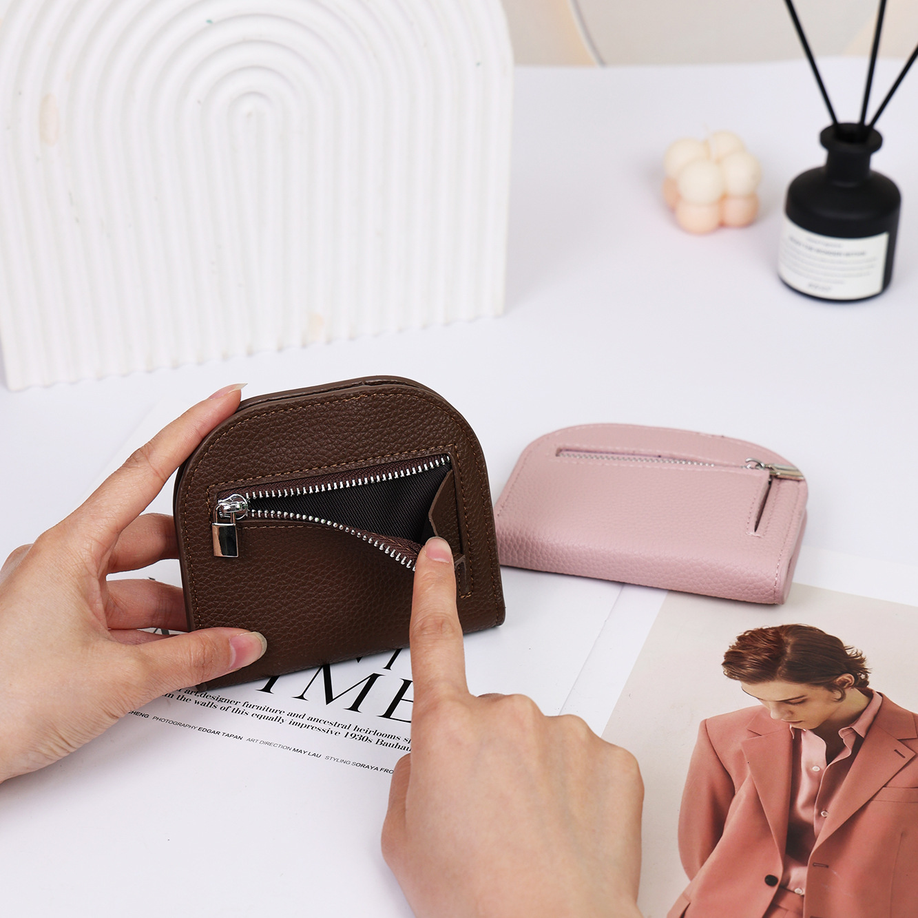 New Style Small Semi-Circle Solid Color Mini Coin Purse Simple High-End Multi-Card Slot Card Holder Women's Wallet
