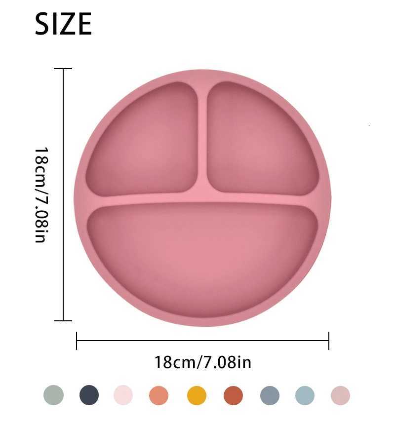 4/5/6Pcs Baby Silicone Feeding Set BPA Free Suction Bowl Divided Plate Wooden Handle Spoon Fork Silicone Bibs Children Tableware X2508061