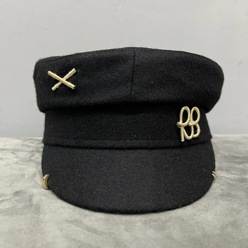 Style Women Earring Wool sboy Caps for Women Letter RB Militray Hat Navy Hats Flat Top Cap Casual Classics Visor Cap 250806