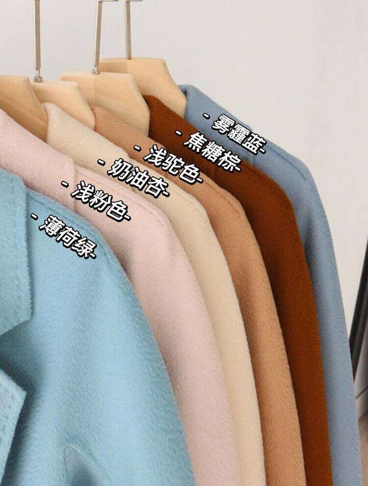 Women Handmade Hepburn Corrugated Water Ripples Double-Sided Wool Long Woolen Jacket Cashmere Coat Korean Max 250806